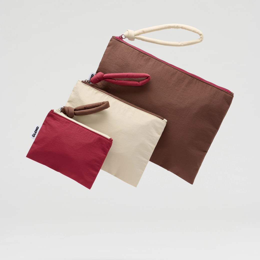 ÖLEND Pouzdra set - Sand + Cherry red + Brown
