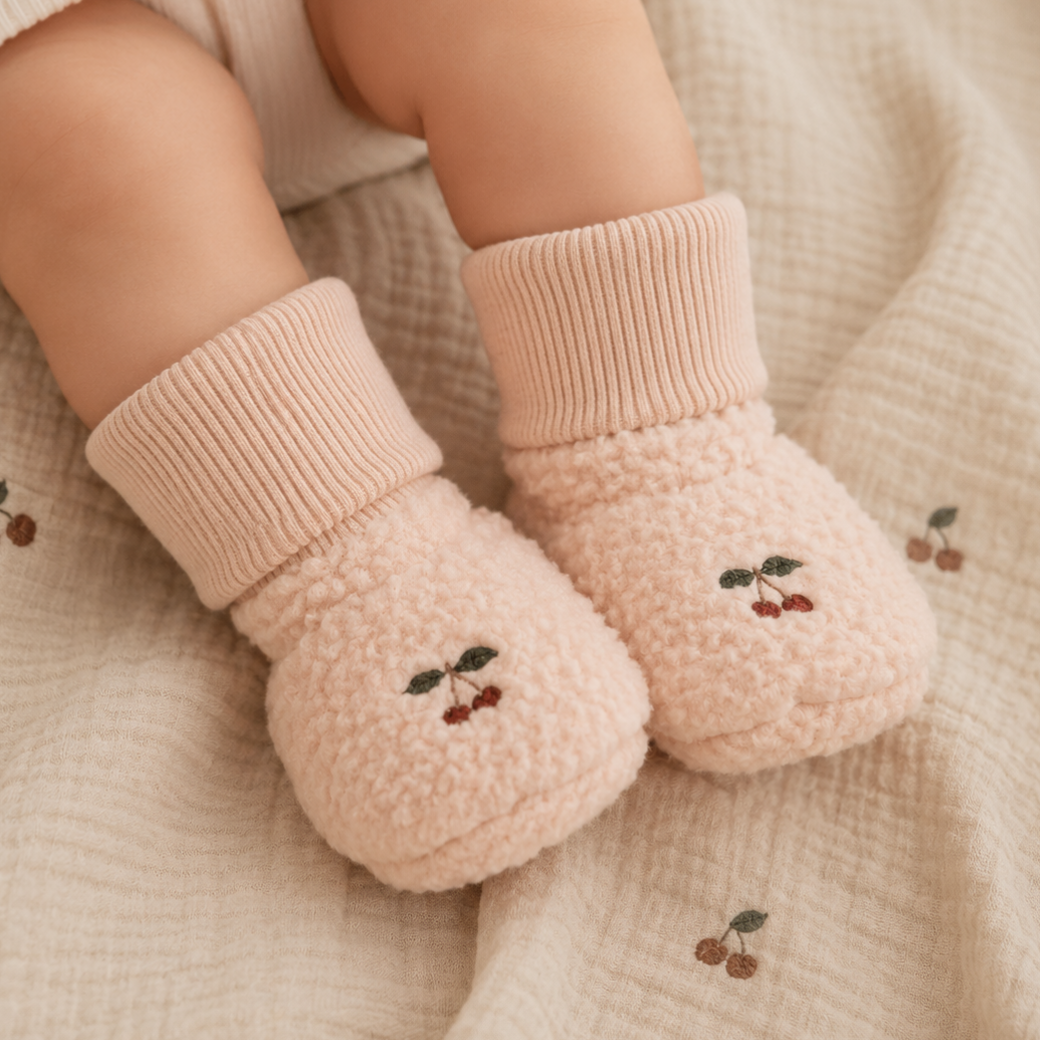 KONGES SLOJD Fleecové botičky SAFA - ROSE SMOKE Velikost: 6-9m