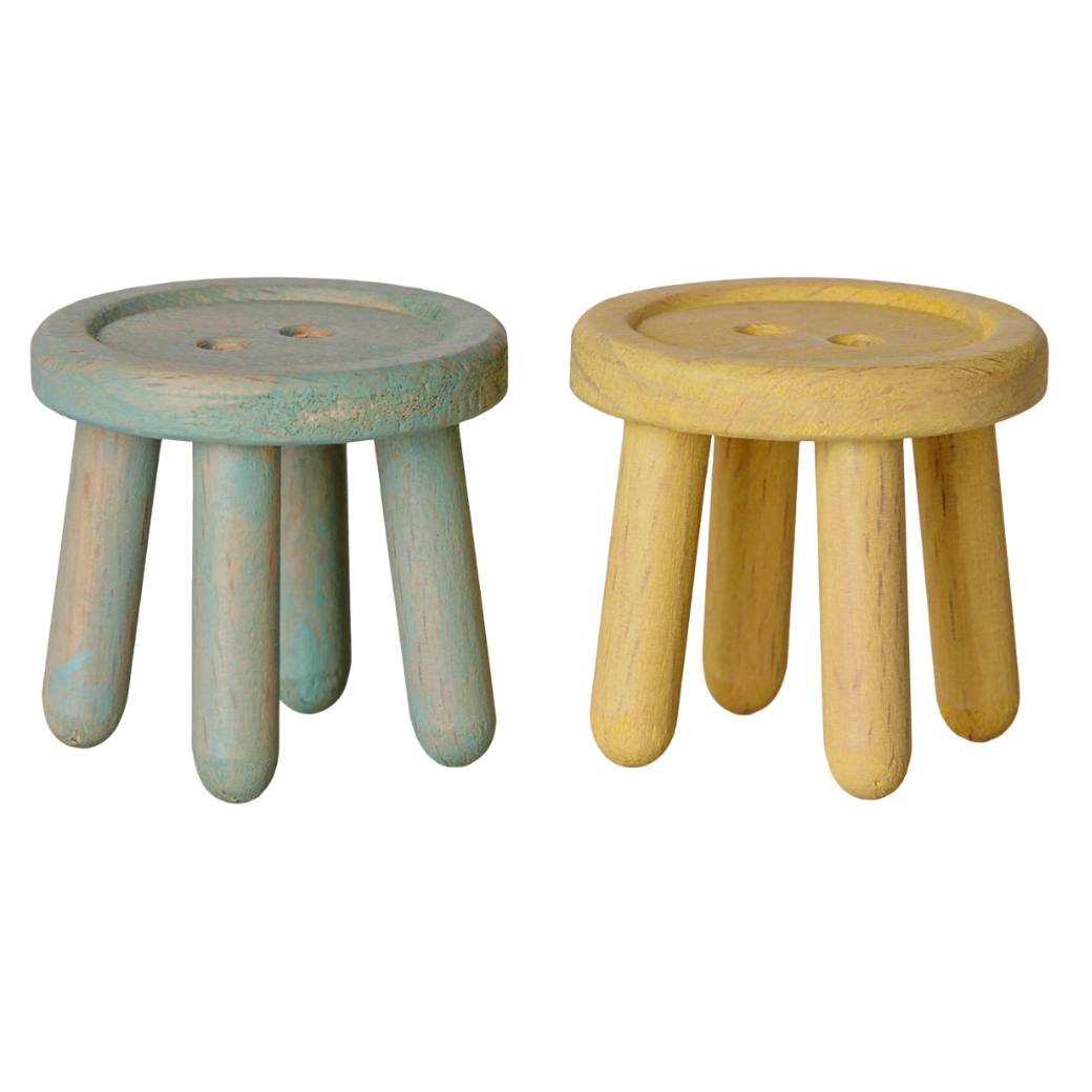 MAILEG Stoličky pro myšky - Mint/Light yellow S26