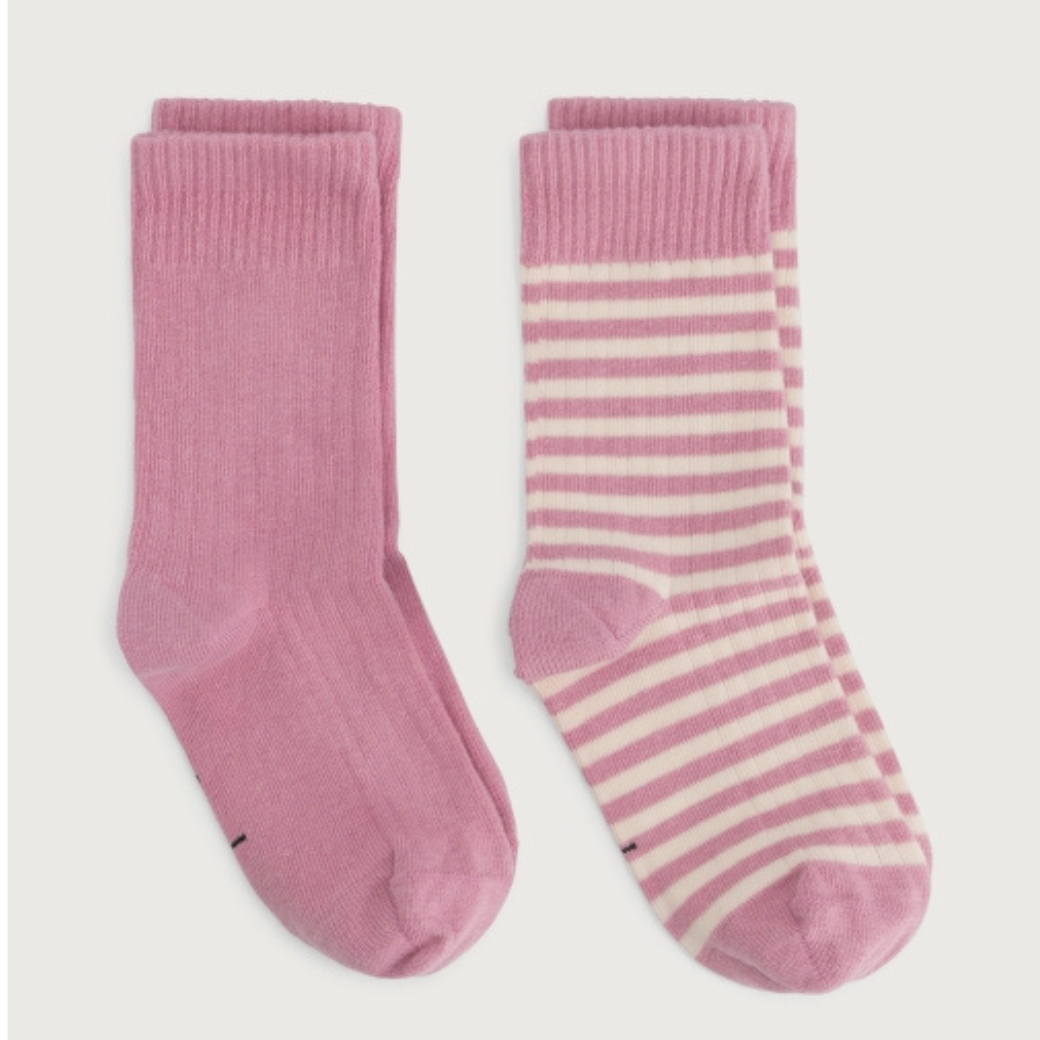 GRAY LABEL Sada ponožek GOTS 2-pack - Bubblegum - Cream Velikost: 35-38