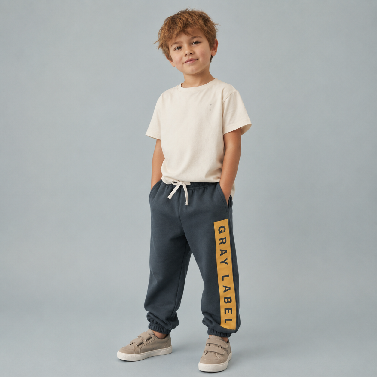 GRAY LABEL Tepláky GOTS - Blue Gray - Bright Cookie Velikost: 7-8Y