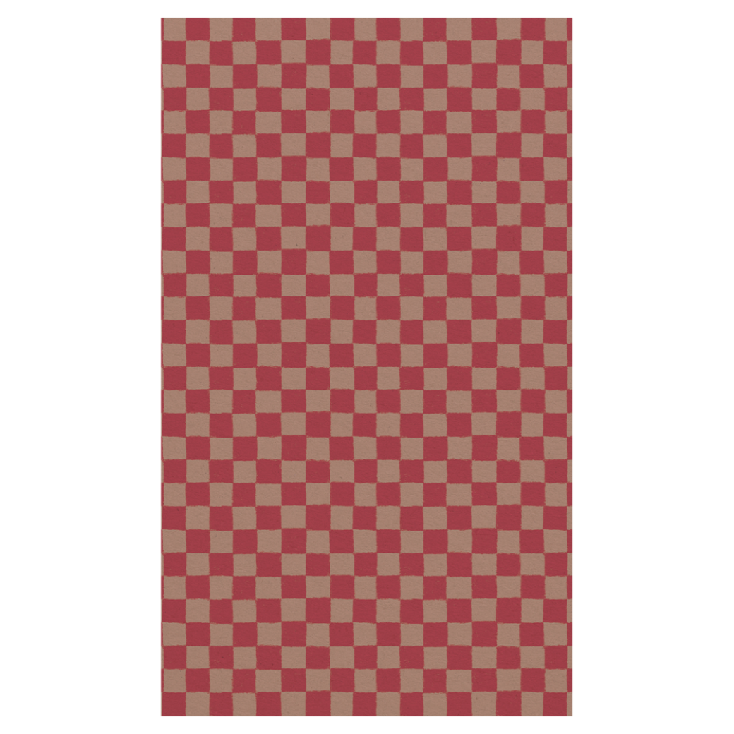 MAILEG Dárkový papír - Checker - Powder/Red - 10 m