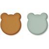 LIEWOOD Set talířků s oušky Mr bear -  mustard/peppermint mix