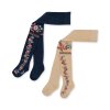 KS5814 2 PACK FLOWER JACQUARD TIGHTS NAVY CREME Main