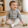 GRAY LABEL Baseball cardigan for babies GOTS - Grey Melange