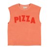 SISTERS DEPARTMENT Sleeveless t-shirt w/ round neck | Peach w/ "pizza" print