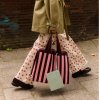 THE STICKY SIS CLUB Taška Shopper Knitted stripes - chocolate + bubblegum