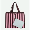 THE STICKY SIS CLUB Taška Shopper Knitted stripes - chocolate + bubblegum