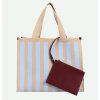 THE STICKY SIS CLUB Taška Shopper Knitted stripes - marzipan + sky