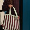 THE STICKY SIS CLUB Taška Shopper Knitted stripes - mist + fig