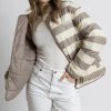 VIVI MARI Oboustranná bunda Ultra Light Puffer Jacket mushroom/bold stripes