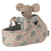 MAILEG Myší miminko v košíku - baby Blue S25