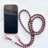 LE STUDIO Korálkový popruh na telefon dlouhý - hnědá a růžová