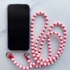 LE STUDIO Korálkový popruh na telefon  dlouhý - růžová a červená