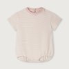 GRAY LABEL Overal s krátkým rukávem pro miminka GOTS - Faded Pink - Cream