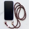 LE STUDIO Korálkový popruh na telefon dlouhý - hnědá a burgundy