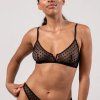 UNDERSTATEMENT Podprsenka Mesh V-Balconette  Black Dots