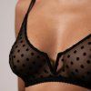UNDERSTATEMENT Podprsenka Mesh V-Balconette  Black Dots