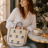 EMILE ET IDA Crochet bag CHERRIES - CREME BLEU
