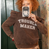 SISTERS DEPARTMENT Mikina brown - trouble maker
