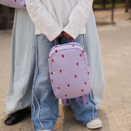 STUDIO NOOS Mini batoh Puffy - Purple Hearts