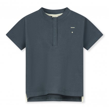GRAY LABEL Baby Triko S/S Henley GOTS - Blue Grey