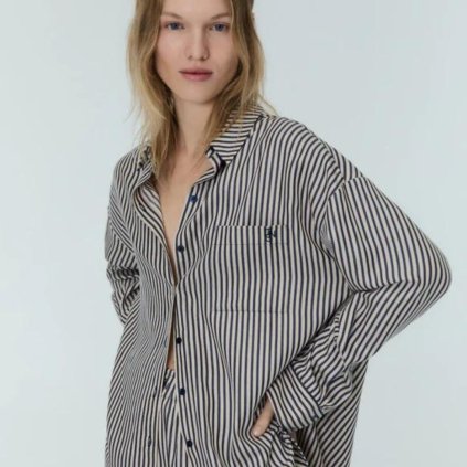 THE NEW SOCIETY Dámská košile WEST - Midnight Navy Stripes