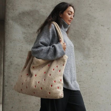 STUDIO NOOS Taška Mom - Bag - Ecru Teddy Hearts
