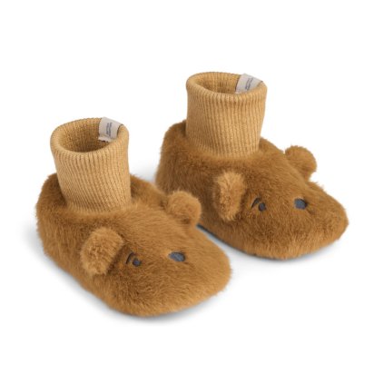 LIEWOOD Plyšové bačkůrky Beth - Bear Golden caramel