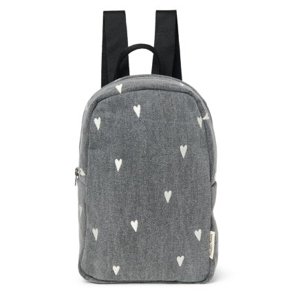 STUDIO NOOS Mini batoh - Denim Grey Hearts