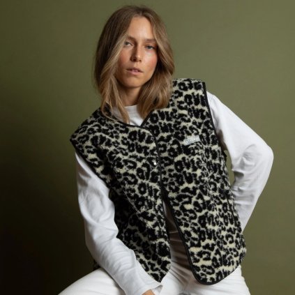 VIVI MARI Fleecová vesta Teddy splashes black/sand