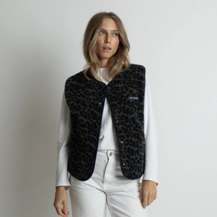 VIVI MARI Fleecová vesta Teddy splashes navy/olive