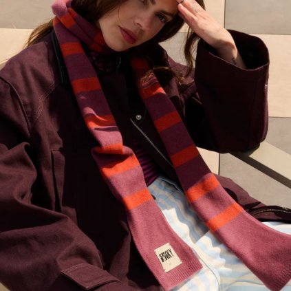 THE STICKY SIS CLUB Pruhovaná šála - fig + chili