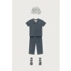 GRAY LABEL Baby Triko S/S Henley GOTS - Blue Grey