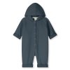 GRAY LABEL Overal pro miminka s kapucí GOTS - Blue Grey