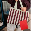 THE STICKY SIS CLUB Taška Shopper Knitted stripes - mist + fig