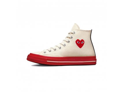 Converse Chuck Taylor All Star 70 Hi Comme des Garcons PLAY Egret Red Midsole