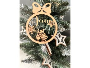 Gravírovaná vánoční baňka se jménem - vzor SOB a SANTA