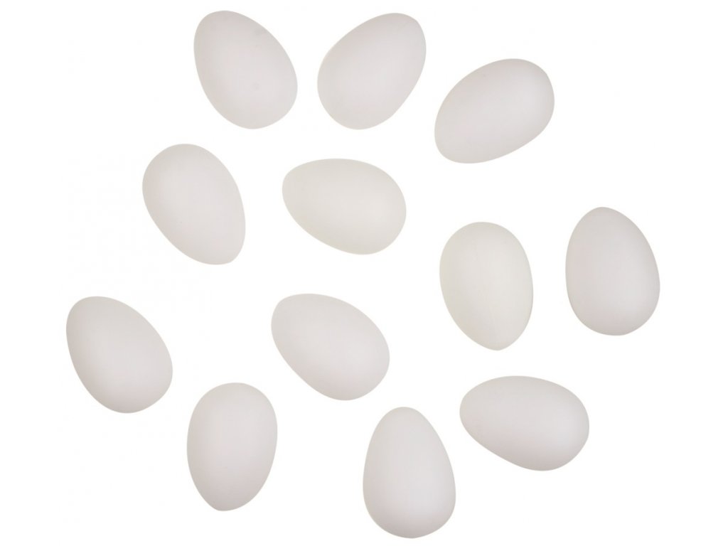 Vajíčka bílá plastová 6 cm, 12 ks