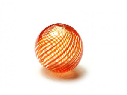 Skleněný foukaný korálek 12mm oranžový