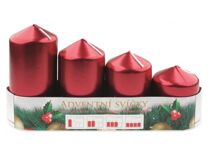 Adventní svíce válec bordó LAK, postupka, 4 ks
