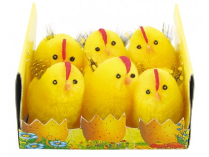 Kuřátka plyšová s peříčkem 4 cm, 6 ks