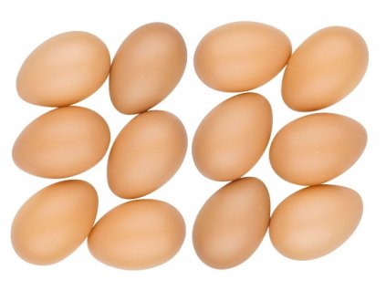 Vajíčka plastová 6 cm bez šňůrky, 12 ks v sáčku, hnědá