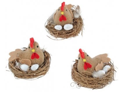 Slepička v hnízdě hnědá 7 cm 1ks