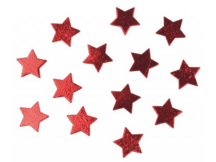 Hvězdičky dřevěné červené 3,5cm, 12 ks