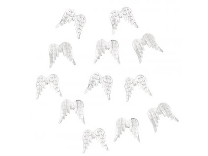 Andělská křídla dřevěná s lepítkem 3 cm, 12 ks