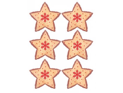 Hvězda dřevěná s lepíkem 4,5 cm, 6 ks