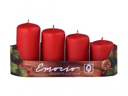 Adventní svíčky stupňovité 4ks červené 40mm