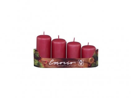Adventní svíčky stupňovité 4ks bordo 40mm