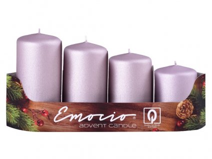 Adventní svíčky stupňovité 4ks prům.40mm matné starorůžové